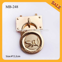 MB248 Nickelfreies Licht Gold Metall Vorhängeschloss für Handtasche Metall Logo Schloss mit Stift